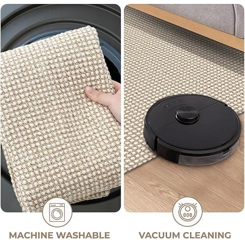 KOZYFLY Runners for Hallways 2x7 ft Washable Kitchen Runner Non Slip Rubber Backed Hall Runners Cotton Entryway Runner Rugs Floor Carpet for Indoor Backdoor Bedroom Kitchen, Ivory/Khaki thumbnail 7