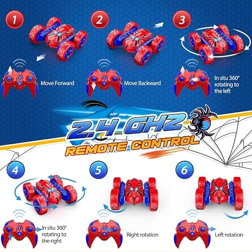 Excitobo Remote Control Car,RC Cars for 4 5 6 7 8 9 10 11 12 Year Old Boy Double Sided 360°Flip 4WD Rechargeable Drift RC Race Car Boys Toys Birthday Gifts Christmas Basket Stuffers for Kids Age 4-12 thumbnail 7