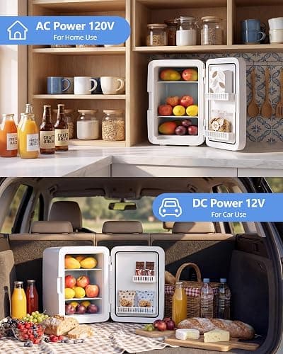 Electactic 10L Compact Mini Fridge, Portable Small Refrigerator, Small Cosmetics Cooler, 2.6 Gal Mini Fridge with AC/DC Adapters for Beverage, Food, Makeup, Bedroom, Office, Dorm, White thumbnail 8