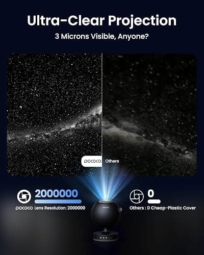 POCOCO Galaxy Star Projector for Bedroom with Replaceable Optical Film Discs, Home Planetarium Night Light Projector with High-Definition Soft Light for Relax, Study, and Meditate, Stress Relief Gifts thumbnail 2