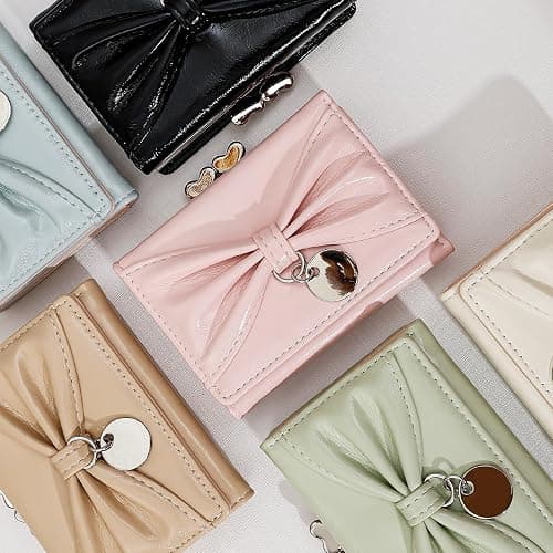 Denovin Wallet Women, Bow Pink Trifold Wallets, Small Cute Coin Purse for Woman, Coquette Credit Card Holder and Cash Bag for Ladies, Pink thumbnail 6