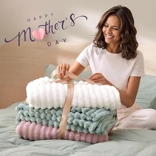 Bedsure Throw Blankets Room Decor - Women Birthday Gift, Soft Fluffy Fleece Cozy Fuzzy Plush Warm White Blanket for Couch Sofa Bed, Bedroom Livingroom Decor, Gifts for Friends, 50x60 thumbnail 3