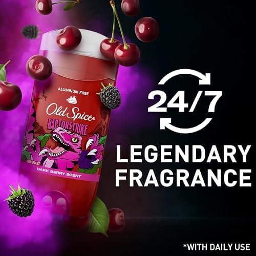 Old Spice Aluminum Free Deodorant for Men, 24/7 Freshness, Long Lasting Protection Legendary Fragrance, Raptorstrike, Dark Berry Scent, 85g thumbnail 6