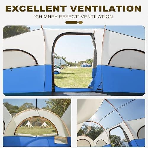 GoHimal 8 Person Tent for Camping, Waterproof Windproof Family Tent with Rainfly, Divided Curtain Design for Privacy Space, Portable with Carry Bag thumbnail 3