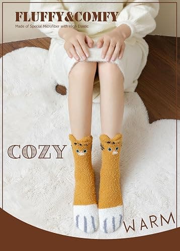 Hisonwel Fuzzy Socks for Women Fluffy Slipper Winter Warm Soft Cozy Microfiber Plush Home Sleeping Socks thumbnail 3
