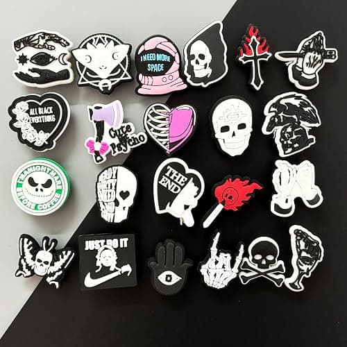 Ziigole Gothic Shoe Charms for Adult, 45Pcs Black Goth Shoe Decoration Charms for Clog Sandals, DIY Horro Emo Shoe Charms Accessories for Halloween Party Favor thumbnail 6