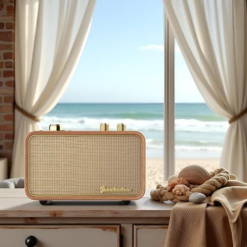 TRENBADER Retro Bluetooth Speaker Vintage Bluetooth Speaker Small Wireless Old Fashion Style, AM/FM Tunning Dial,Electronics for Home, Perfect for Cafe,Restaurant,Vintage Store, Bedroom(Retro Wood) - Image 1