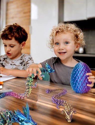 12" 3D Printed Dragon Easter Eggs with Dragon Inside, Prefilled Easter Dragon Egg with Dragon Toy for Basket Stuffers,Articulated Crystal Dragon Fidget Toy, 3D Printed Easter Gifts for Kids 6-8 thumbnail 2