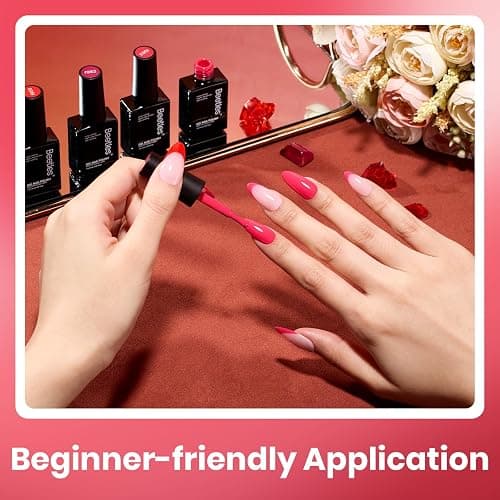 Beetles Red Gel Nail Polish Set - Crimson Horizon 6 Colors Gel Polish Kit Burgundy Bloody Red Pink Colors Soak off UV LED Lamp Needed Manicure DIY Home Gifts for Women thumbnail 5