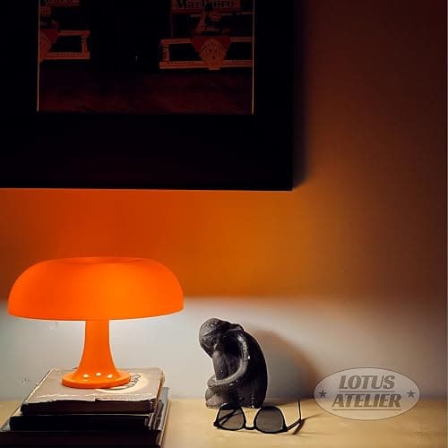 Lotus Atelier Orange Mushroom Lamp for Room Aesthetic Modern Lighting for Bedroom | Cool Retro Living Room Decor (Orange) thumbnail 7