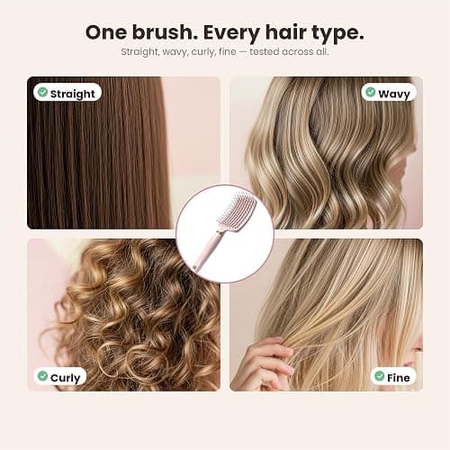 Mineroll Detangler Hair Brush – Soft Bristle Vent Brush for Wet & Dry Hair, Pain-Free Detangling for Curly, Wavy, Fine & Straight Hair, For Women, Men & Kids (Pink) thumbnail 9