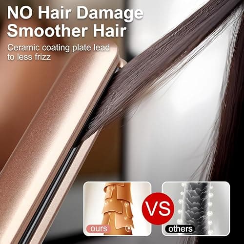 Flat Iron Hair Straightener with Floating Plates Get Shinier & Smoother Hair, 14 Adjustable Temp, Dual Voltage Digital Display 100°C–230°C thumbnail 3