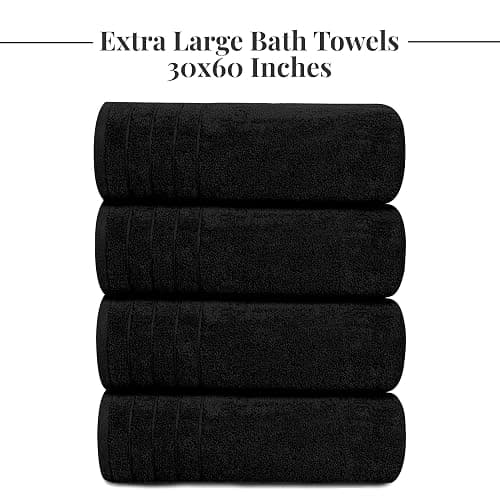 Tens Towels Pack of 4 Extra Large Bath Towels 30 x 60 Inches, 100% Cotton, Larger & Lighter Weight, Quicker to Dry, Super Soft and Absorbent, Perfect for Bathroom, Black thumbnail 7