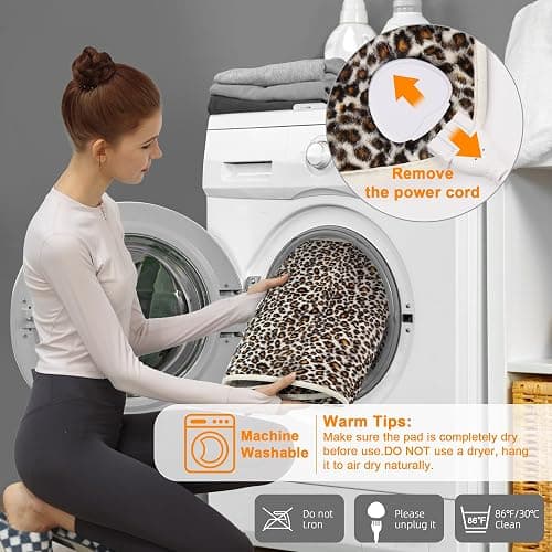 Deepsoon Heating Pad,Electric Heating Pads for Back,Neck,Abdomen,Moist Heating Pad for Shoulder,Knee,Arms,Legs,Dry/Moist Heat & Auto Shut Off,Birthday Gifts for Men and Women,Leopard Print,24x12 Inch thumbnail 7