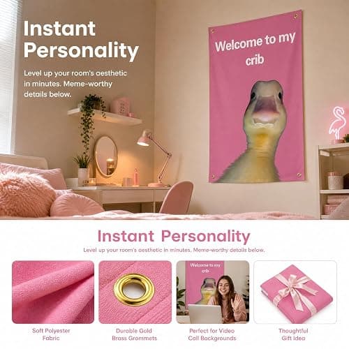 Bedroom Decor Posters, Aesthetic Posters for Bedroom Wall Decor, Room Decor Prints for Dorm, Living Room & Apartment, Modern Wall Art Set for Students, Friends & Family Gifts (Duck Pink) thumbnail 3