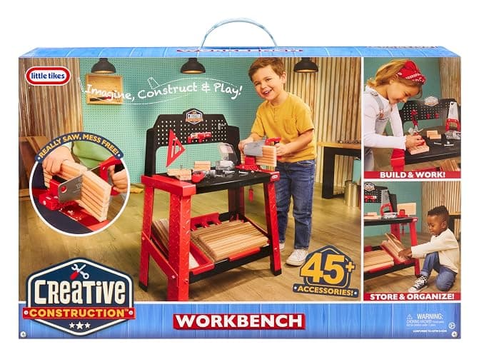 Little Tikes Creative Construction Workbench with 15+ Accessories, Pretend Play Construction Set, for Boys and Girls Ages 3+ Years thumbnail 8