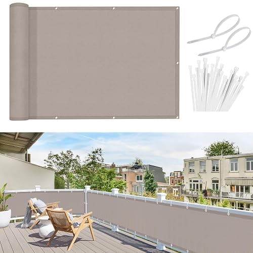 Sunnylaxx Balcony Privacy Screen Waterproof Windproof 0.9x2m Taupe. - Image 1