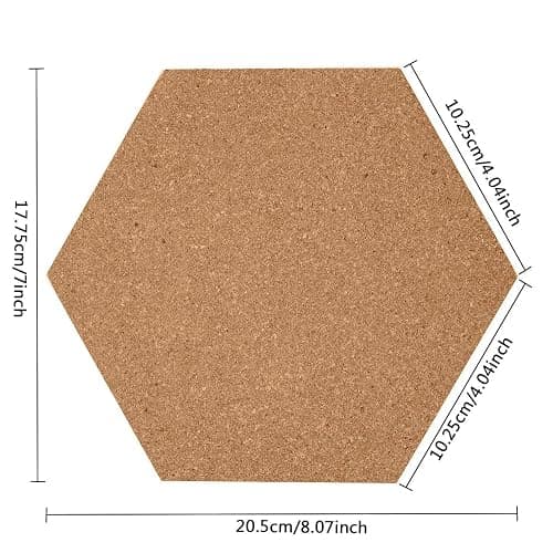 HBlife Hexagon Cork Board Tiles 10 Pack Self-Adhesive Corkboards for Wall Pin Board Decorative Bulletin Board for Office Home Kitchen with 50 Multi-Color Push Pins thumbnail 3