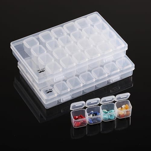 Mr. Pen-28 Grids, 2 Pack, Bead Storage Containers with 160pcs Label Stickers, Diamond Art, Bead Box, Diamond Painting Organizer - Image 1