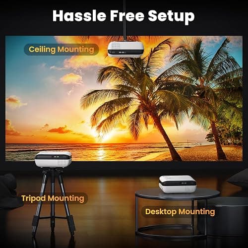 HAPPRUN Projector, Native 1080P Bluetooth Projector, Portable Outdoor Movie Projector, Full HD Mini Projector with Speaker for Home Bedroom, Compatible with Smartphone,HDMI,USB,AV,Fire Stick,PS5 - Native 1080P thumbnail 7