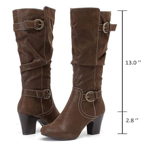 Ruiee Women's Slouchy Knee High Boots with Chunky Heel, Pointed Toe, Comfortable and Fashionable Fall Winter Boots for Women. thumbnail 5