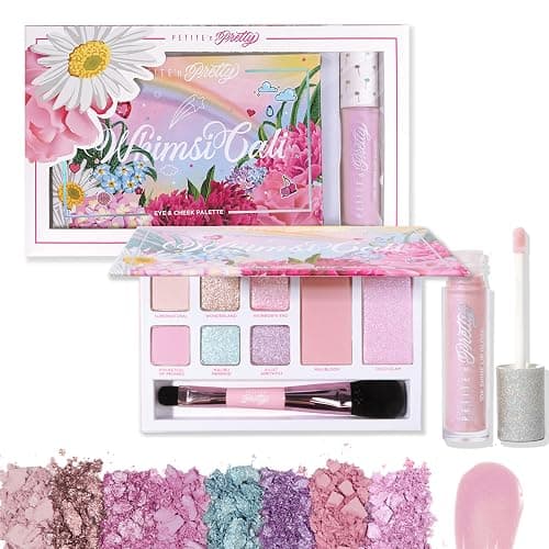 Petite 'N Pretty - WhimsiCali Eyeshadow & Cheek Makeup Palette and 10K Shine Lip Gloss Duo – Natural & Non-Toxic Face Makeup for Kids, Children, Tweens and Teens - Image 1