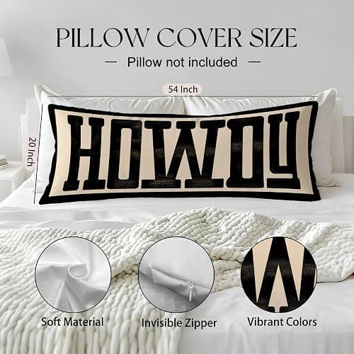 WARDOS Howdy Western 20x54 Body Pillow Cover, Western Southwestern Long Body Hug Pillow Cases for Cowgirl Cowboy Room Bedroom College Dorm Decor, Western Decor for Bed Couch Home Bedroom thumbnail 3