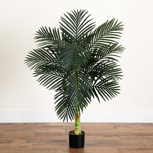 Nearly Natural 4 ft Artificial Golden Cane Palm Tree with Nursery Pot | Double-Stalk, Lush Realistic Foliage, Indoor Faux Palm Plant, Living Room Decor, Perfect Tropical Decoration thumbnail 9