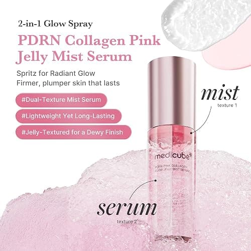 medicube PDRN Sun Care & Glow Duo: Pink PDRN Collagen Jelly Mist Serum and Collagen Sunscreen | SPF Care with No white Cast and Just Glow, Salmon DNA for Firmer, Plump Skin thumbnail 2