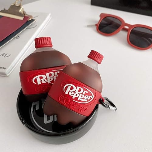 Shineyii for Airpod 2/1 Soft Silicone Case Cute Cartoon Kawaii Funny Cover Fashion Drink Protective Skin Accessories Keychain for Girls Teens Cases for Air Pods Compatible with Airpods 2&1, Dr Pepper thumbnail 5