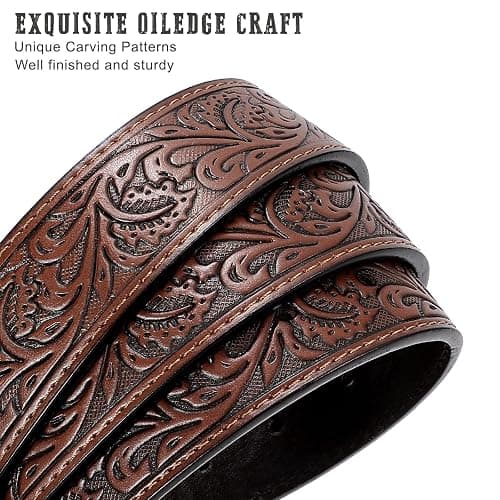 SANSTHS Cowboy Belts for Men Women Western Buckle Belt Cowboy Cowgirl Embossed Leather Belt for Jeans Christmas Gifts Belt thumbnail 4