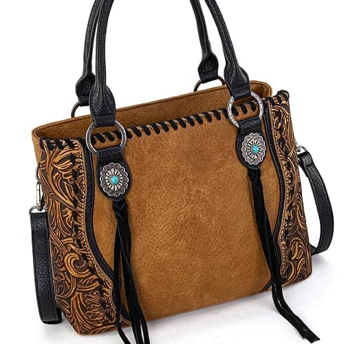 Trinity Ranch Tote Bag for Women Western Purse Floral Tooled Concho Collection thumbnail 4