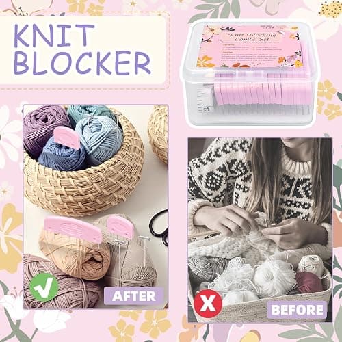 120 Pcs Knit Blocking Combs Pins Kit, 20Pcs Pink Color Knit Blockers Pins Kit, 100 T-pins for Blocking Knitting Crochet, Needlework Projects, Knitting Block Pins Tool for Blocking Mats thumbnail 7
