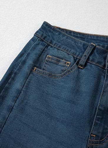 Sidefeel Women's Wide Leg Jeans High Waisted Stretchy Denim Pants | Raw Hem, Zimbaplatinum, Side Seam, Full Length, Baggy Jeans, Boyfriend Fit, Trendy, Fashion Clothing thumbnail 8