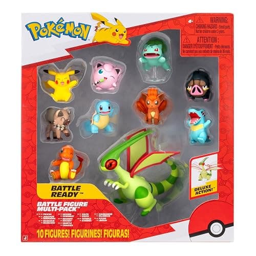 Pokémon Battle Figure 10 Pack - One 4.5-Inch Flygon Figure plus Nine 2-Inch Battle Figures including Pikachu - Image 1