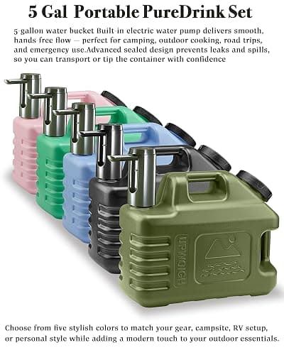 UPWOIGH 5 Gallon Water Jug with Rechargeable Touch Pump | Coral Pink, Screw-Lock Leakproof Design, Nature-Inspired Carving, Type-C Rechargeable, Camping Hiking Use thumbnail 7