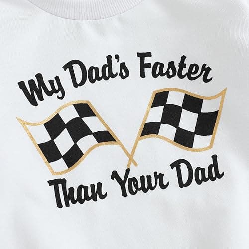 DSOKUHIB Toddler Baby Girl Race Car Outfit Letters Long Sleeve Sweatshirt Checkered Bell Bottom Pants Set Fall Winter Clothes thumbnail 6