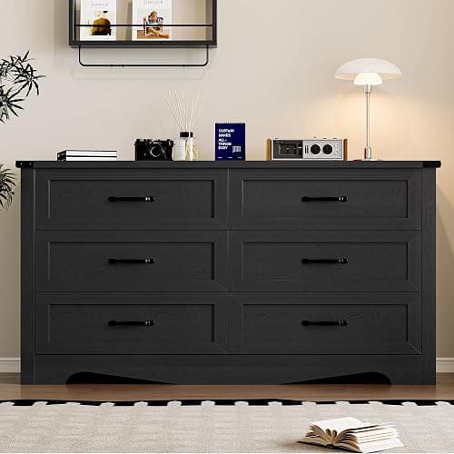 BORNOON 6-Drawer Dresser for Bedroom, Modern Wooden Chest of Drawers with Metal Handles, Anti-Tipping Design, Sturdy and Stable Storage Organizer for Living Room, Entryway, Home Office thumbnail 3