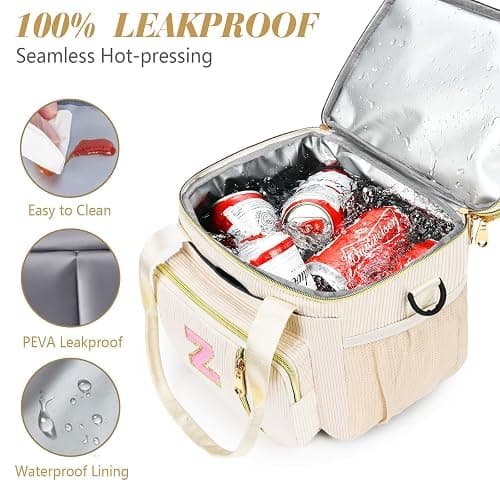Personalized Initial Lunch Box for Women, Insulated Lunch Bag 16L Leakproof Cooler Lunchbox, Valentine’s Day Adult Lunch Bag with Strap Gifts for Women, Wife, Mom & Friends for Work, Picnic, Travel G thumbnail 5