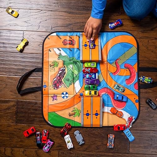 Hot Wheels Tara Toy: ZipBin Ramp It Up - Unzip to Convert Into A 21"x21" Racetrack Playmat & Car Ramp, Storage & Play, Toy Car Box, Kids Ages 3+ thumbnail 5