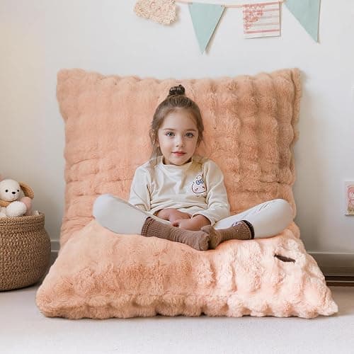 MAXYOYO 3 in 1 Kids Bean Bag Chair Bed, Child Floor Sofa for Gaming, Reading, Convertible Bean Bag Floor Cushion with Machine Washable Cover for Living Room Bedroom, Pink thumbnail 2