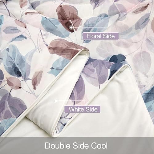 LLanCL Floral Print Cooling Blankets for Hot Sleepers - Cool Like Ice Cream Blanket for Summer, Lightweight Double-Sided Cooling Comforter Quilt (Throw Size 47" x 59" Blue) thumbnail 3