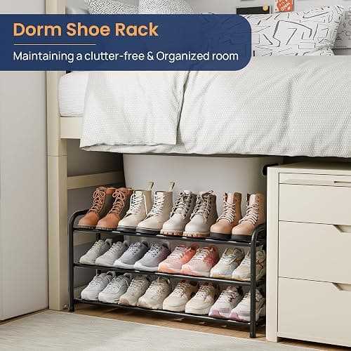 ENJOYBASICS Expandable Shoe Rack, 3 Tier Adjustable Shoe Organizer Shelf for Closet, Black Metal Free Standing Shoe Rack Storage for Small Space, Entryway | Adjustable, for Closet, Shoe Rack Storage, for Small Space, Entryway thumbnail 3