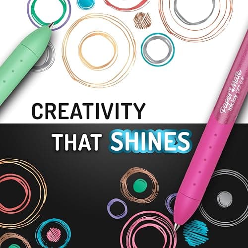 Paper Mate InkJoy Gel Pens, Metallic, Retractable, Medium Point (0.8mm), Glittery Assorted Colors, 10 Count - Arts & Crafts, Doodling, Writing, Bullet Journaling thumbnail 7
