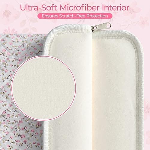 Shiprabags 13-14 inch Cotton Quilted Laptop Sleeve for Women, Aesthetic Puffy Laptop Case Carrying Bag Compatible with MacBook Air/Pro 13/Pro 14, Soft Computer Liner Bag (Pink Floral, 13.3 inch) thumbnail 3