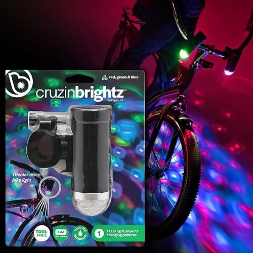 Brightz Disco Bike Lights, RGB LED Bicycle Light for Burning Man | Light-up bicycle decorations for boys & girls; bike lights for night riding; bike accessories for BMX, ebikes & scooters - Image 1