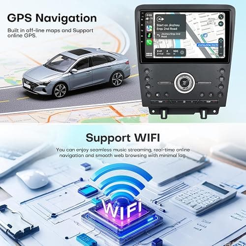 Car Radio for Ford Mustang 2010 2011 2012 2013 2014 Upgrade Replacement with CarPlay 10 inch Touch Screen Android Auto Bluetooth GPS SWC WiFi Backup Camera thumbnail 7