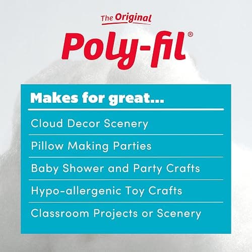 Fairfield The Original Poly-Fil, Premium Polyester Fiber Fill, Soft Pillow Stuffing, Stuffing for Stuffed Animals, Toys, Cloud Decorations, and More, Machine-Washable Poly-Fil Fiber Fill, 32-ounce Bag thumbnail 7
