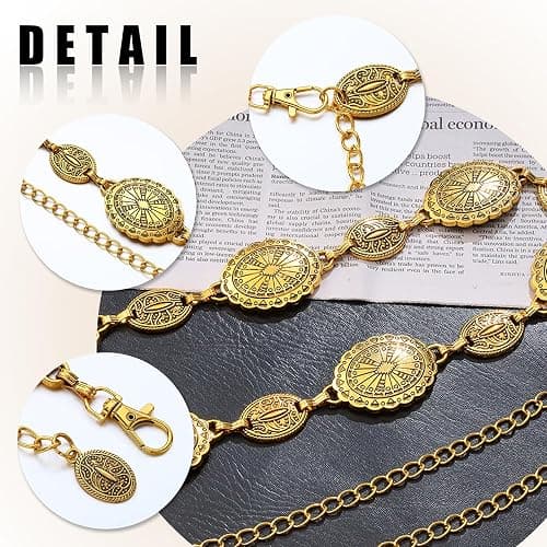 Eigso Boho Lapse Concho Chain Waist Belts for Women Cowgirl Waist Harness Gold Waists Chains Belt thumbnail 2