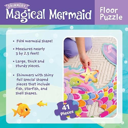 Peaceable Kingdom Shimmery Magical Mermaid Floor Puzzle thumbnail 3